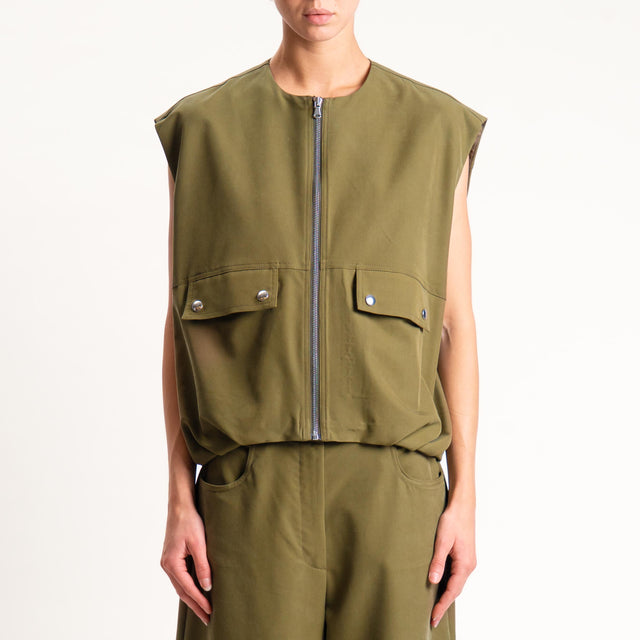 Dixie-Gilet bomber con tasche - militare