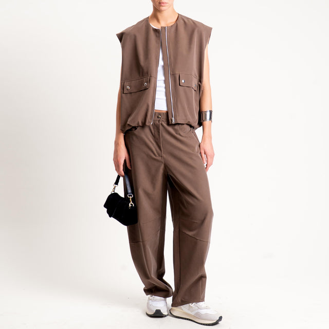 Dixie-Gilet bomber con tasche - moro