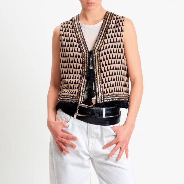 Dixie-Gilet optical - beige/nero