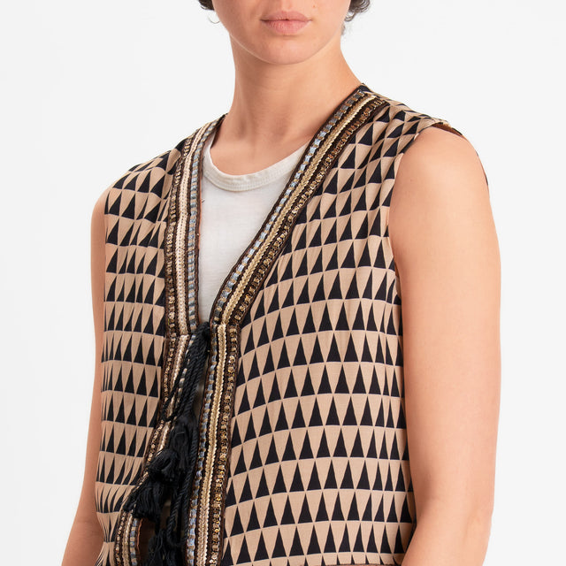 Dixie-Gilet optical - beige/nero