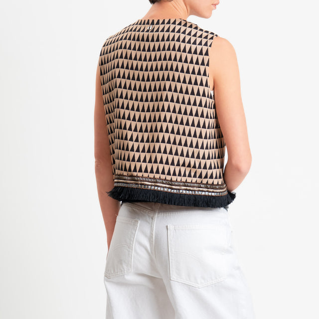 Dixie-Gilet optical - beige/nero