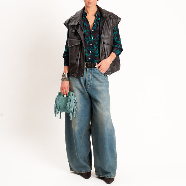 Dixie-Gilet similpelle martellata con tasche - moro