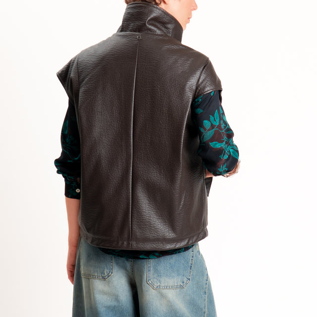Dixie-Gilet similpelle martellata con tasche - moro