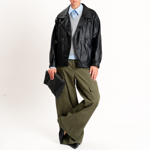 Dixie-Gilet similpelle martellata con tasche - nero