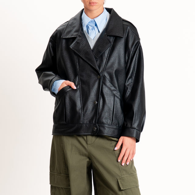 Dixie-Gilet similpelle martellata con tasche - nero