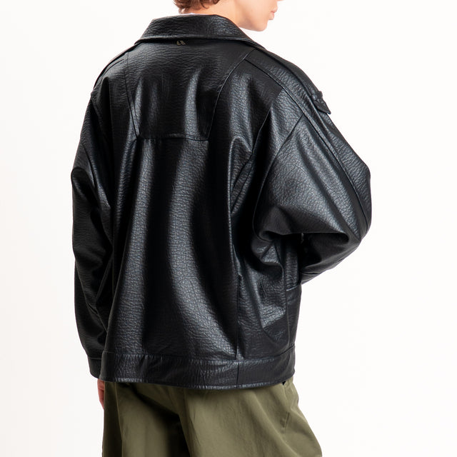Dixie-Gilet similpelle martellata con tasche - nero
