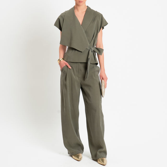 Dixie-Completo casacca+pantaloni tessuto manopesca - militare