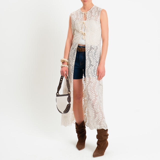Dixie-Gilet in pizzo macramè - burro
