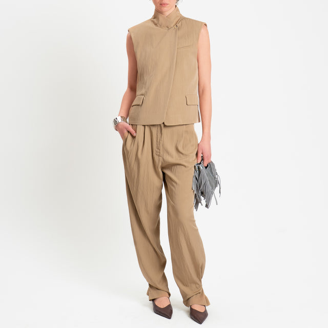 Dixie-Gilet chiusura asimmetrica - miele