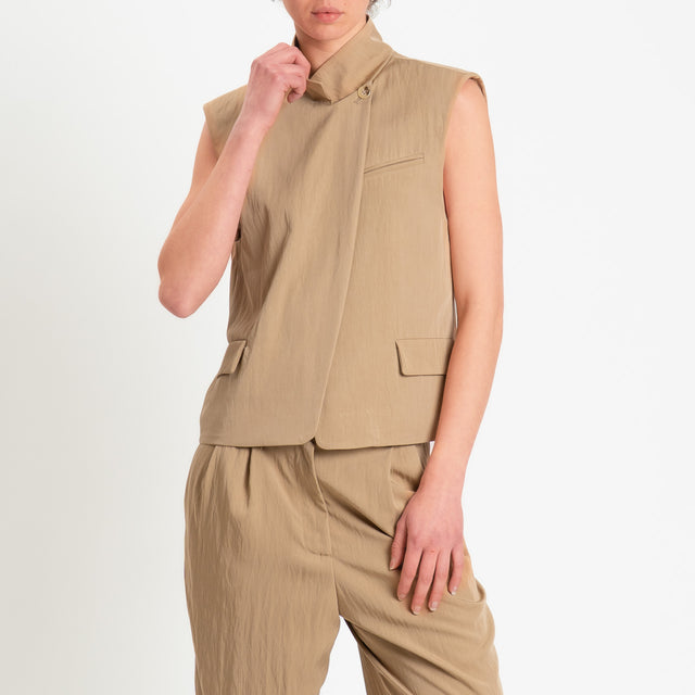 Dixie-Gilet chiusura asimmetrica - miele