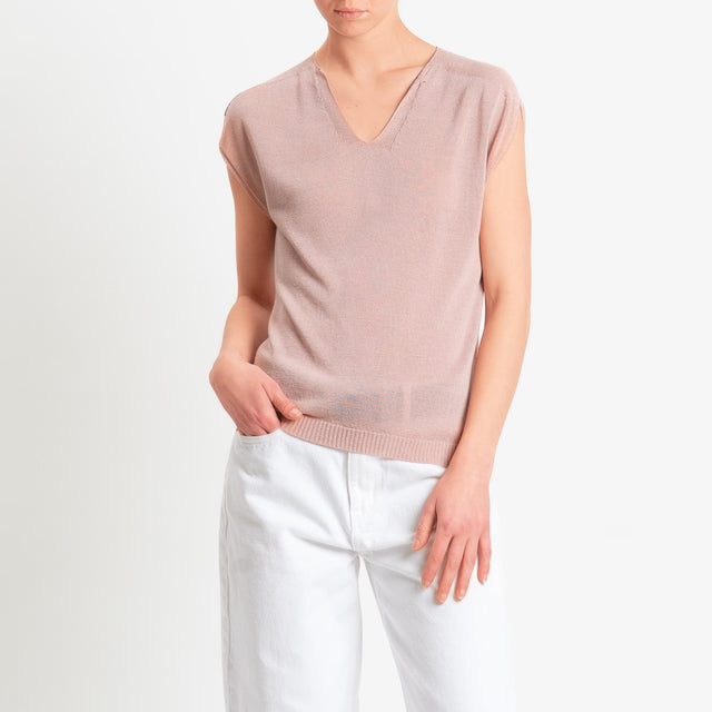 Dixie-Maglia smanicata scollo v - nude