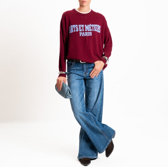 Dixie-Maglia girocollo misto lana - bordeaux/azzurro