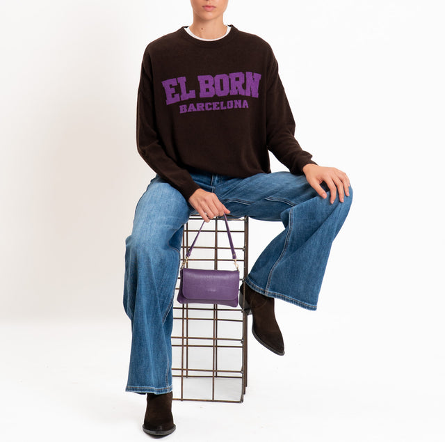 Dixie-Maglia girocollo misto lana - moro/viola