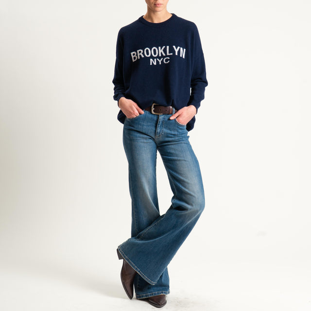 Dixie-Maglia girocollo misto lana - blu