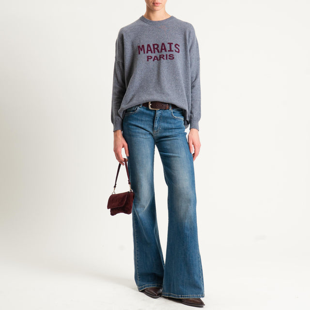 Dixie-Maglia girocollo misto lana - grigio