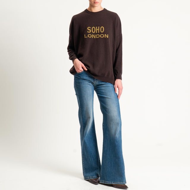 Dixie-Maglia girocollo misto lana - moro