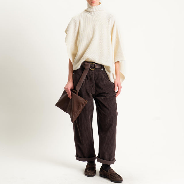 Dixie-Maglia poncho asimmetrica coste inglese - panna