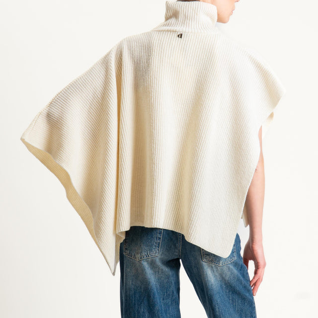 Dixie-Maglia poncho asimmetrica coste inglese - panna
