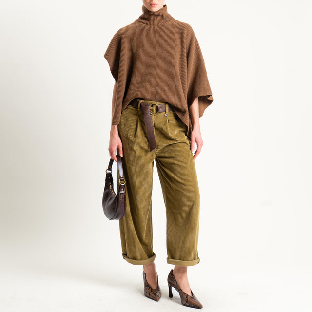 Dixie-Maglia poncho asimmetrica coste inglese - castagna