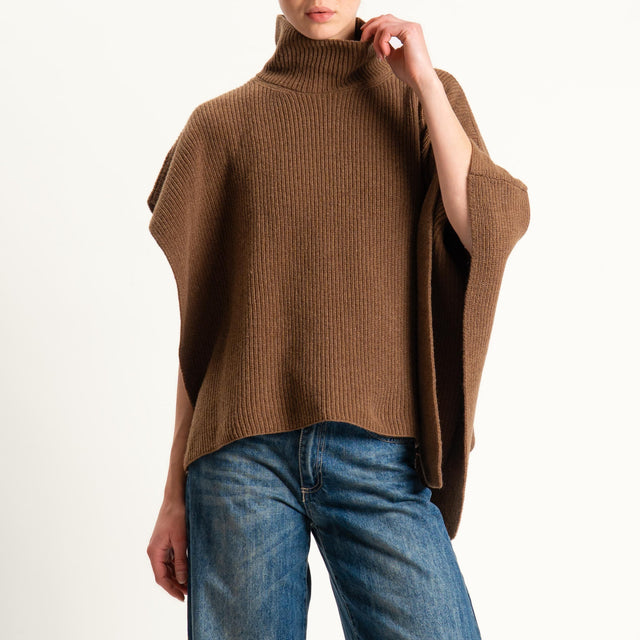 Dixie-Maglia poncho asimmetrica coste inglese - castagna