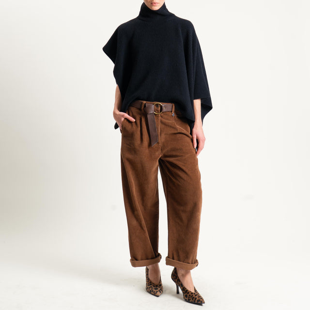 Dixie-Maglia poncho asimmetrica coste inglese - nero