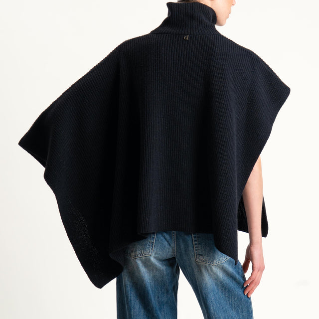 Dixie-Maglia poncho asimmetrica coste inglese - nero