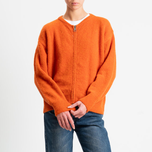 Dixie-Cardigan misto alpaca con zip - arancio