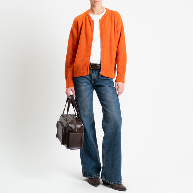 Dixie-Cardigan misto alpaca con zip - arancio
