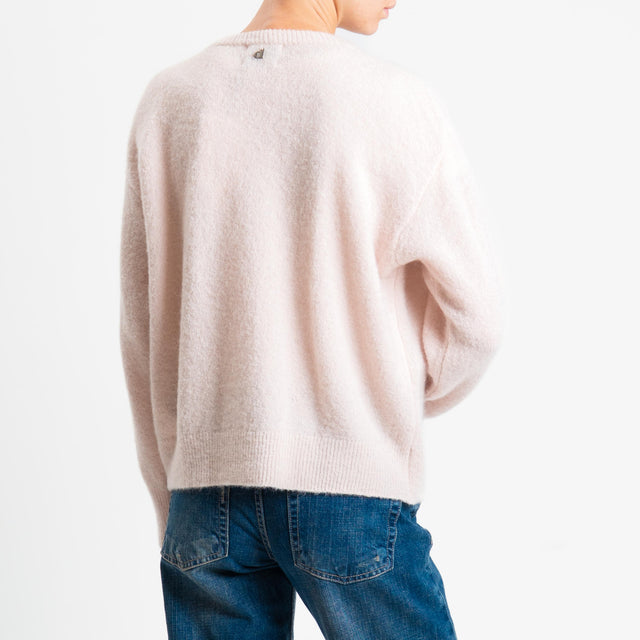 Dixie-Carigan misto alpaca con zip - rosa