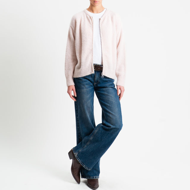 Dixie-Carigan misto alpaca con zip - rosa