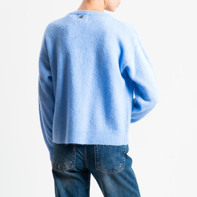 Dixie-Cardigan misto alpaca con zip - celeste