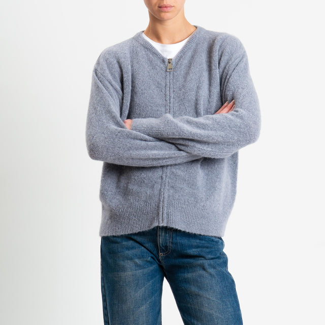 Dixie-Cardigan misto alpaca con zip - grigio