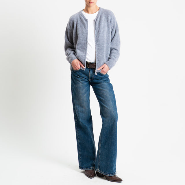 Dixie-Cardigan misto alpaca con zip - grigio