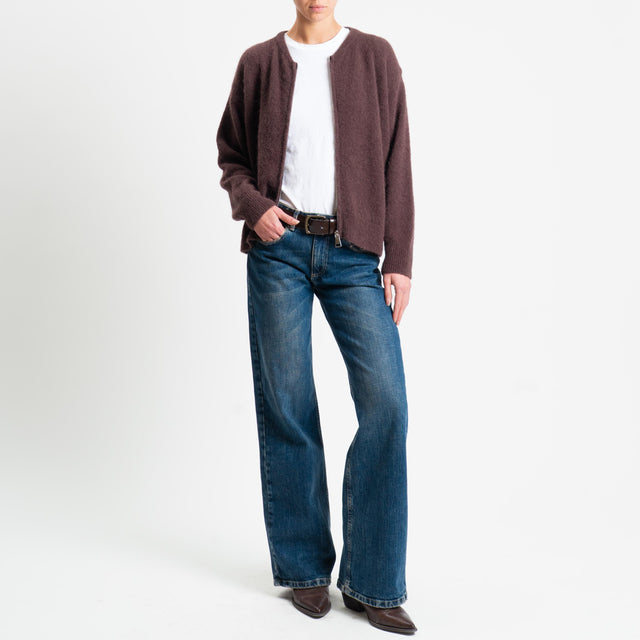 Dixie-Cardigan misto alpaca con zip - cioccolato