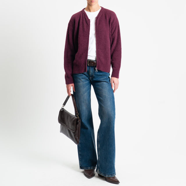 Dixie-Cardigan misto alpaca con zip - Bordeaux