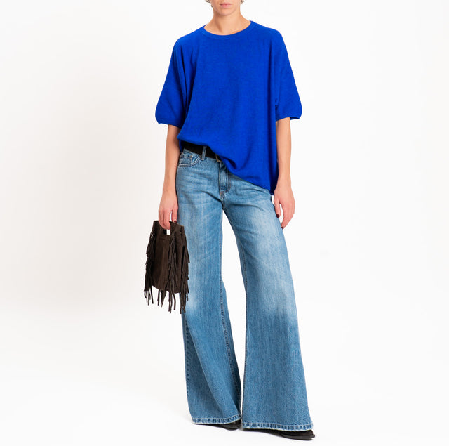 Dixie-Maglia girocollo misto cashmere - bluette