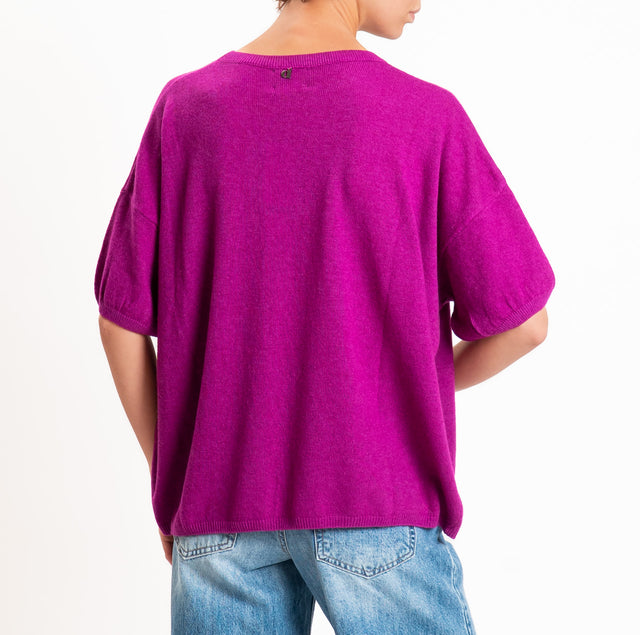 Dixie-Maglia girocollo misto cashmere - magenta