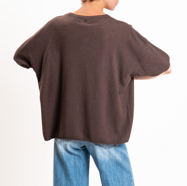 Dixie-Maglia girocollo misto cashmere - moro