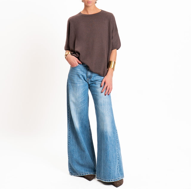 Dixie-Maglia girocollo misto cashmere - moro