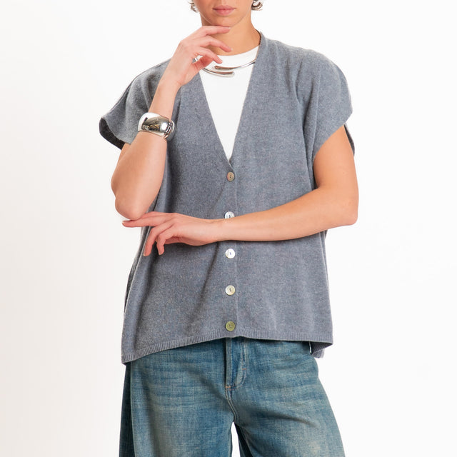 Dixie-Gilet misto cashmere bottoni madre perla - grigio