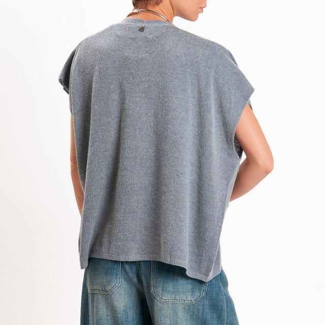 Dixie-Gilet misto cashmere bottoni madre perla - grigio