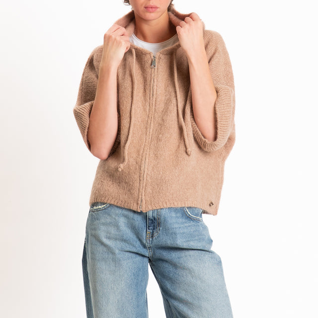 Dixie-Maglia mohair con cappuccio - biscotto