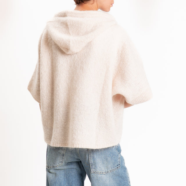 Dixie-Maglia mohair con cappuccio - cipria