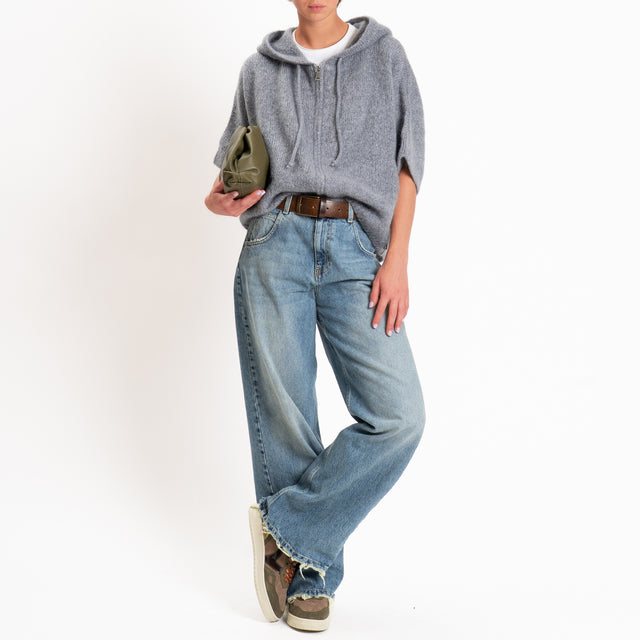 Dixie-Maglia mohair con cappuccio - grigio