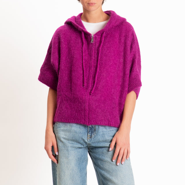 Dixie-Maglia mohair con cappuccio - magenta