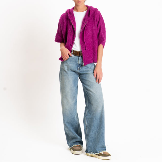 Dixie-Maglia mohair con cappuccio - magenta