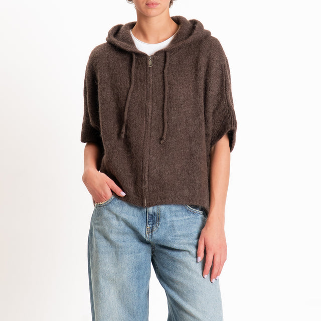 Dixie-Maglia mohair con cappuccio - moro