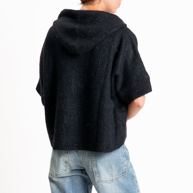 Dixie-Maglia mohair con cappuccio - nero