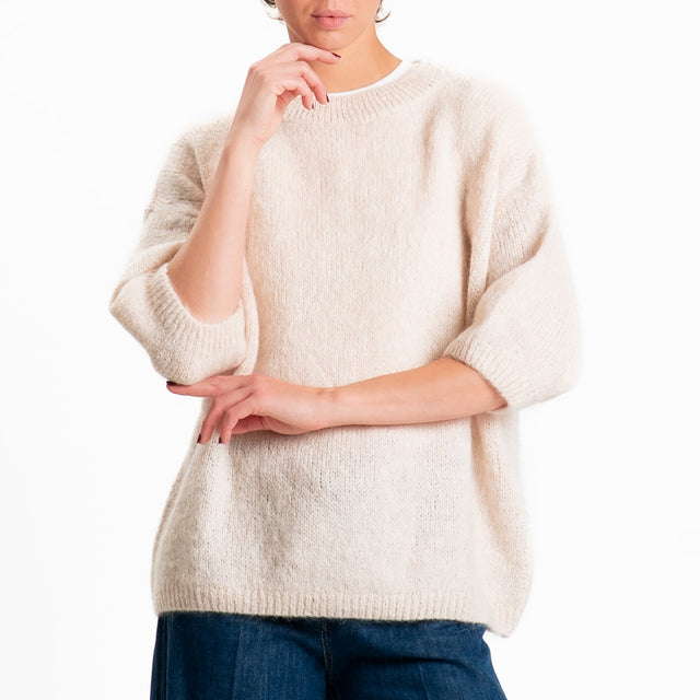 Dixie-Maglia mohair girocollo - cipria