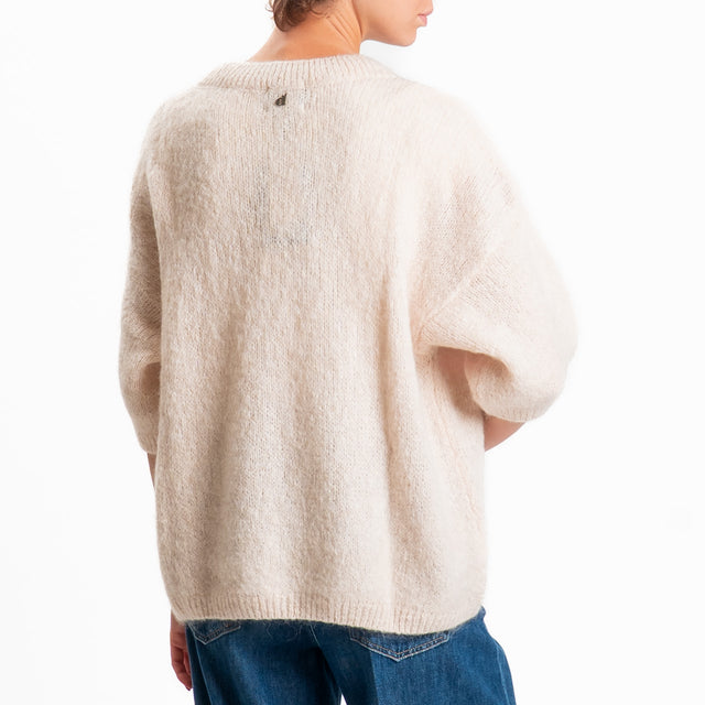 Dixie-Maglia mohair girocollo - cipria